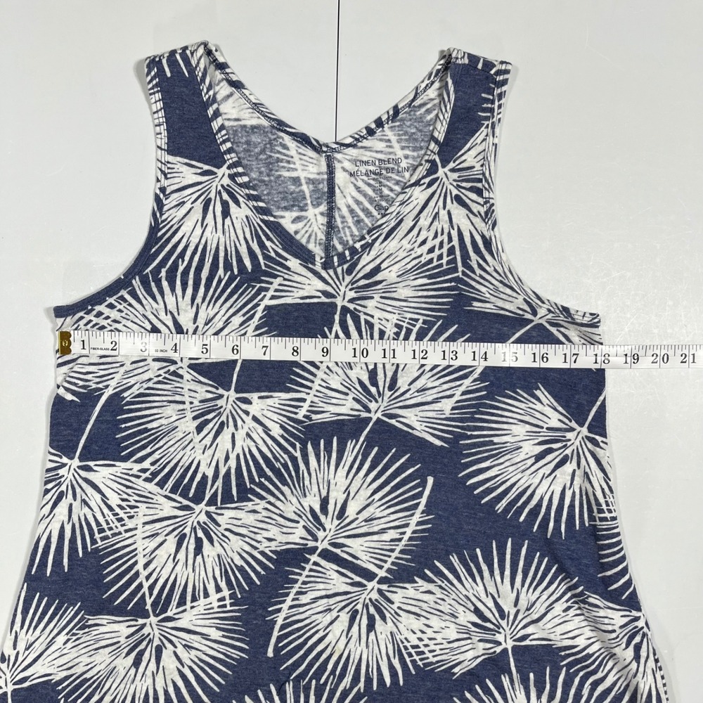 Gap Resort Beachy Linen Boho Coastal Palm Leaf Print Tank Top Womens Medium - Picture 6 of 8